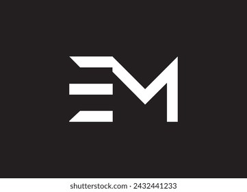 EM E M Letter Logo Design in Black Colors.