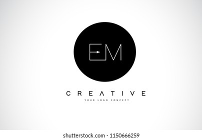 EM E M Logo Design with Black and White Creative Icon Text Letter Vector.