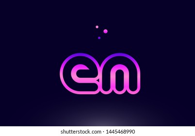 em e m pink blue alphabet letter combination logo design suitable for a company or business