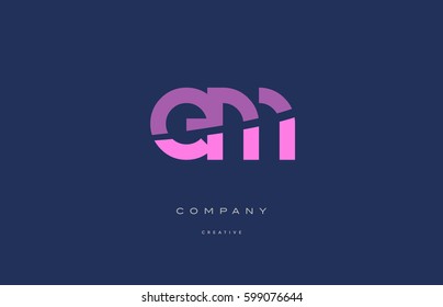 em e m  pink blue pastel modern abstract alphabet company logo design vector icon template 