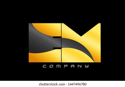 EM E M yellow black alphabet combination letter logo design suitable for a company or business