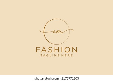 EM Feminine logo beauty monogram and elegant logo design, handwriting logo of initial signature, wedding, fashion, floral and botanical with creative template.