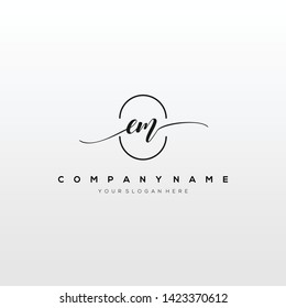 EM handwriting initial logo template vector.