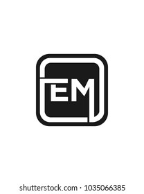 EM initial box letter logo template vector