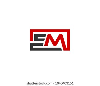 EM initial box letter logo template vector