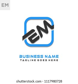 EM initial box letter logo template vector