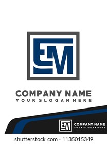 EM initial box letter logo template vector