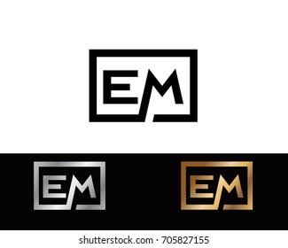 EM initial box shape Logo designs template

