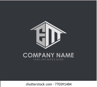 EM initial construction.real estate.home letter logo design