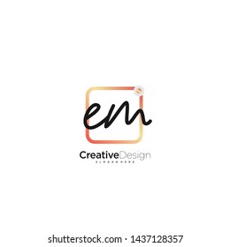 EM initial handwriting with color logo icon template vector.