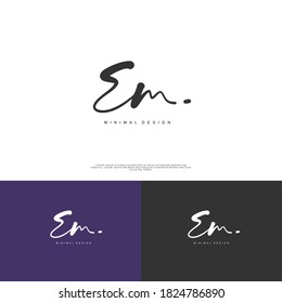 EM Initial handwriting or handwritten logo for identity. Logo with signature and hand drawn style.