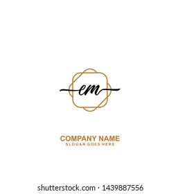 EM Initial handwriting logo template vecto