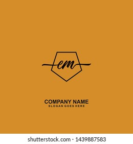 EM Initial handwriting logo template vecto