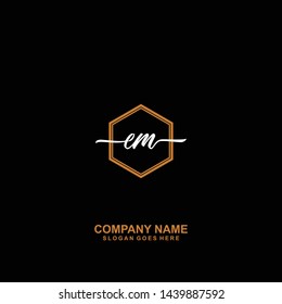EM Initial handwriting logo template vecto