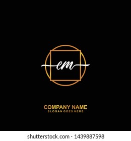 EM Initial handwriting logo template vecto