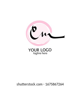 em Initial Handwriting logo template vector
