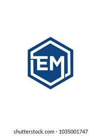 EM initial hexagon letter logo template vector