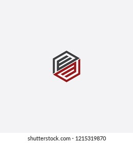 em initial hexagon logo eps 10