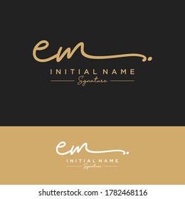 EM Initial letter handwriting and signature logo.