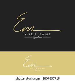 EM Initial letter handwriting and signature logo.