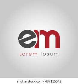 em initial letter linked lowercase logo. e and m vector template design.