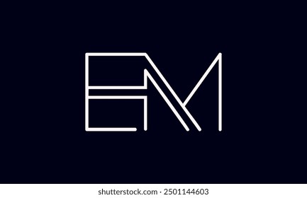 EM initial letter logo design. EM logo design vector in black background.