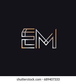 EM initial letters elegant logo golden silver black background