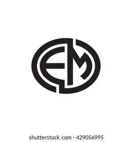 EM initial letters looping linked ellipse monogram logo