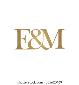 E&M Initial logo. Ampersand monogram golden logo