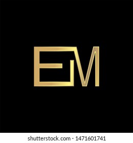 EM Initial logo Capital Letters Gold colors