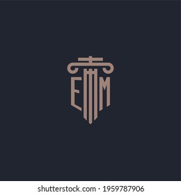 EM initial logo monogram with pillar style design for law firm and justice company