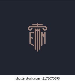 EM initial logo monogram with pillar style design for law firm and justice company