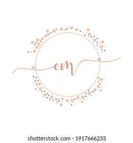 EM Initial monogram handwriting luxury illustration