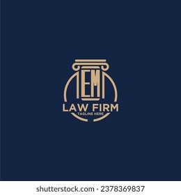 EM initial monogram for law firm with creative circle line