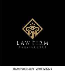 EM initial monogram logo for lawfirm with pillar in creative square design