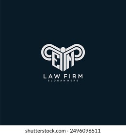 EM initial monogram logo lawfirm with pillar design