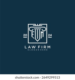 EM initial monogram logo for lawfirm with pillar design in creative square