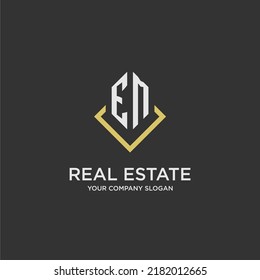 EM initial monogram logo for real estate with polygon style