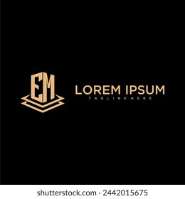 EM initial monogram logo real estate with creative building style design vector