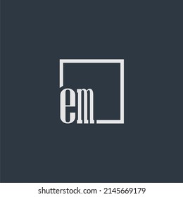 EM initial monogram logo with rectangle style dsign