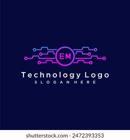 EM initial monogram for technology logo with circle style design