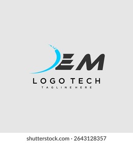 EM initial monogram for technology logo design