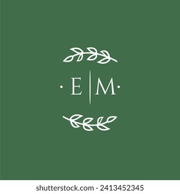 EM initial monogram wedding with creative design