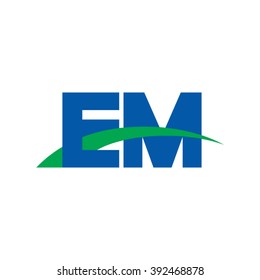 EM initial overlapping swoosh letter logo blue green