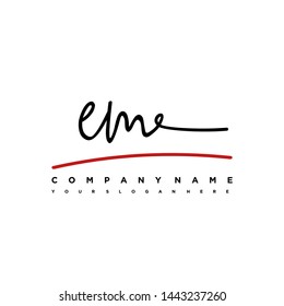 EM initial signature logo. handwriting logo template vector,