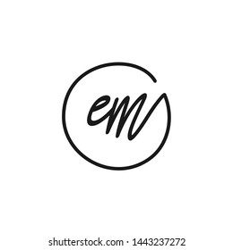 EM initial signature logo. handwriting logo template vector,