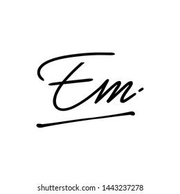 EM initial signature logo. handwriting logo template vector,