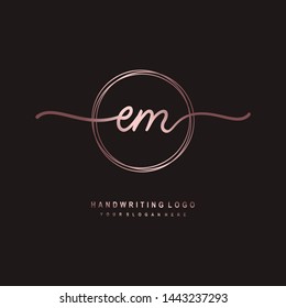 EM initial signature logo. handwriting logo template vector,