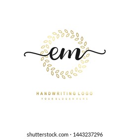 EM initial signature logo. handwriting logo template vector,