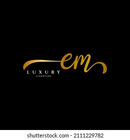 EM initial signature logo. Handwritten monogram vector